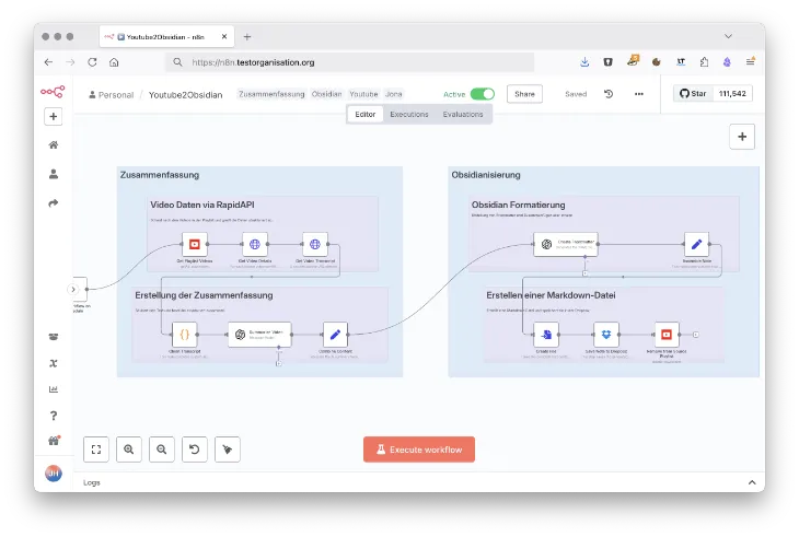 Screenshot n8n Automation von KI